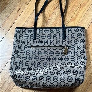 Michael Kors Black and Gray Monogram Tote